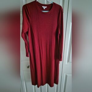 Burgundy Sweater Ribbed Dress